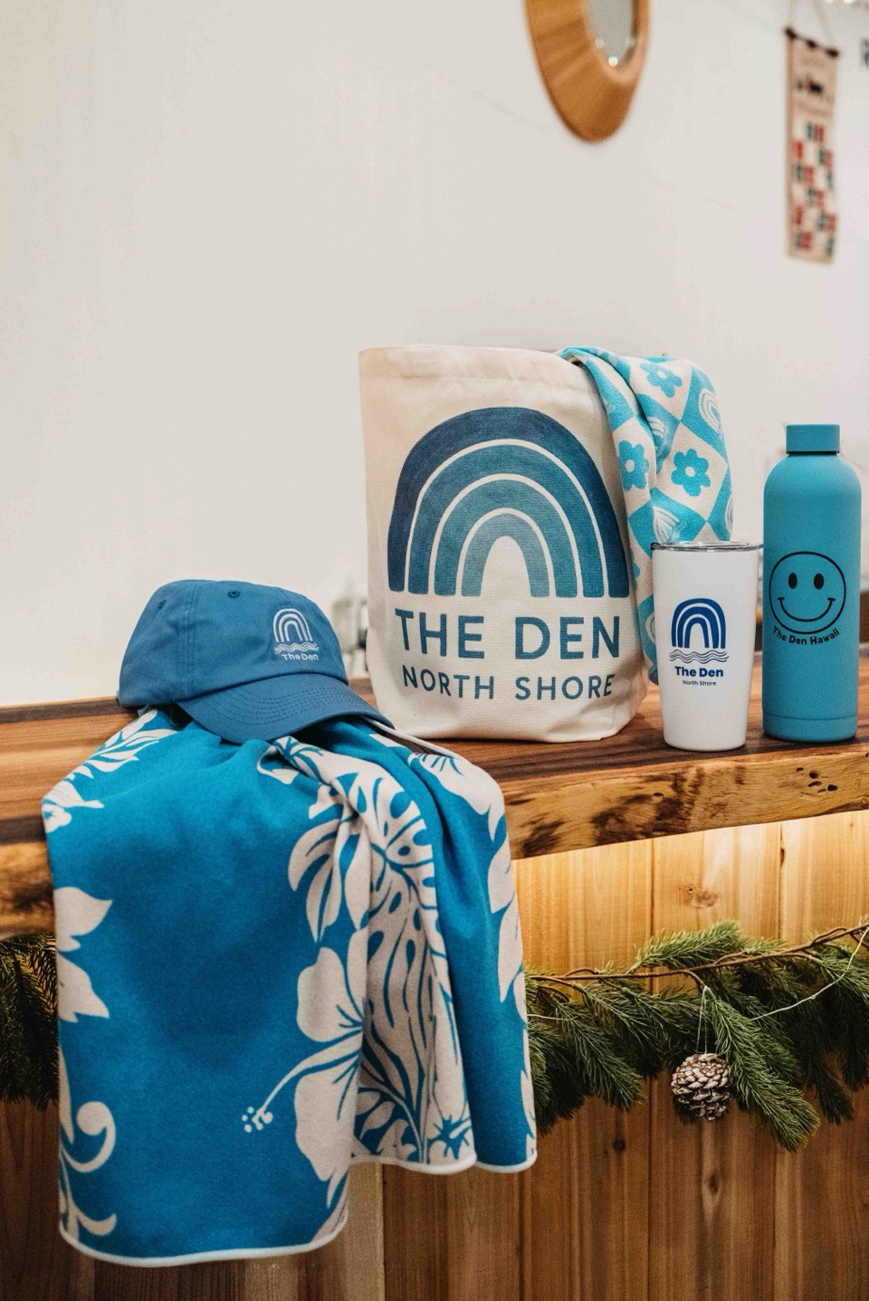 Den merch — hat, tote, towel and bottle